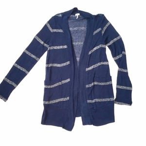 New Splendid Striped Open Front Slouchy Slub Cardigan Sweater